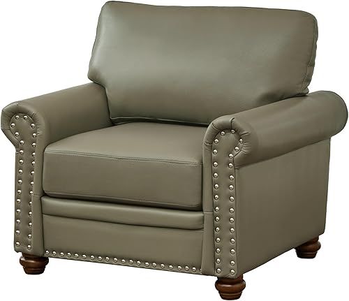 Miniatura 7 de Sofá moderno de piel sintética con brazos enrollados y ribete de cabeza de clavo, sofá de lujo de diseño de mediados de siglo para sala de estar,