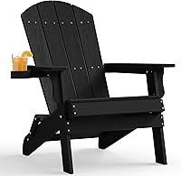 Vista 21 de YEFU Silla Adirondack, silla Adirondack de plástico de gran tamaño, sillas plegables para exteriores con soporte para tazas, silla de césped