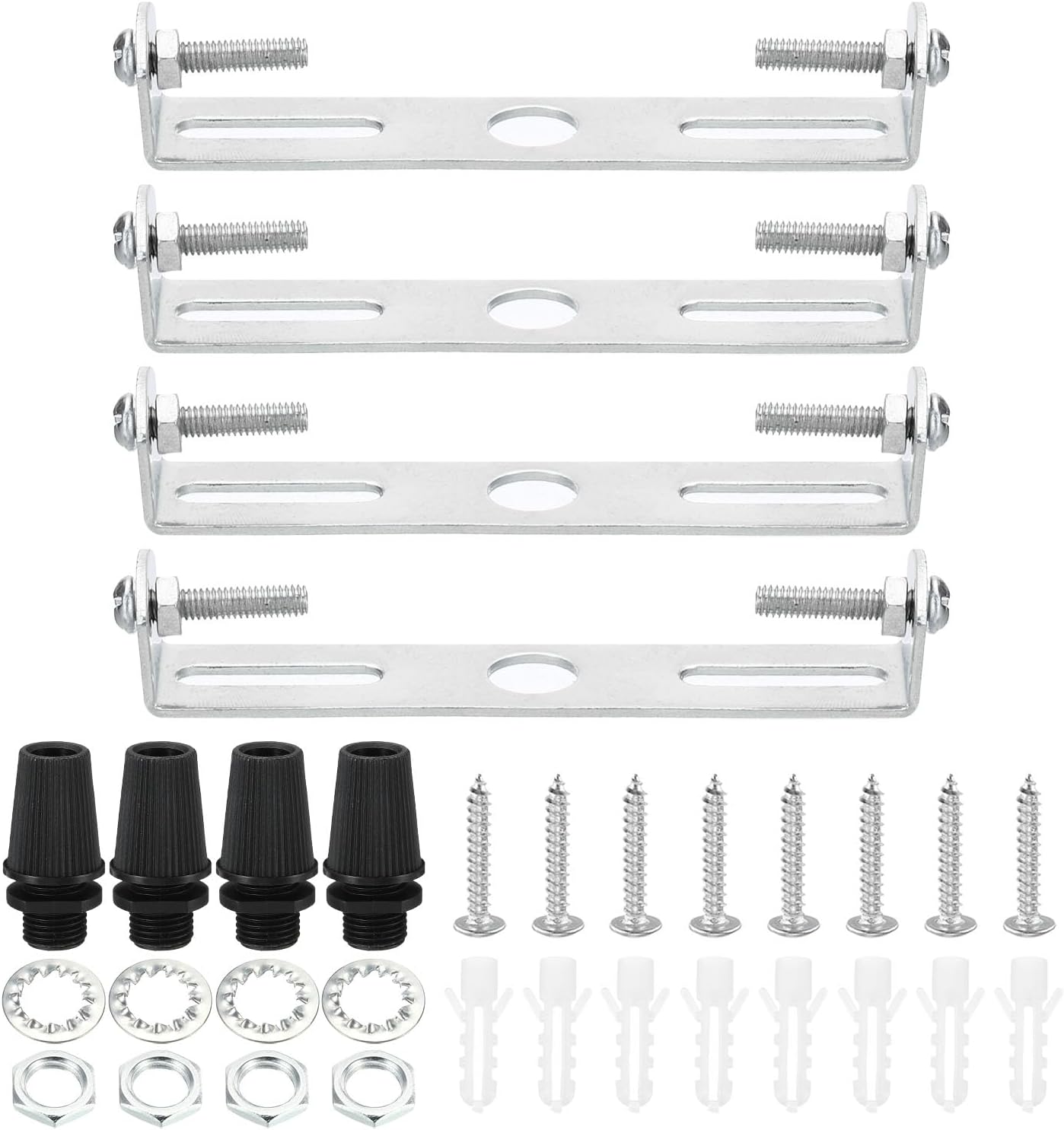 95mm Ceiling Light Plate Kit, 4 Set Light Fixture Mounting Bracket Plate Steel Crossbar for Home Office Pendant Wall Light, with Screw Washer Nut