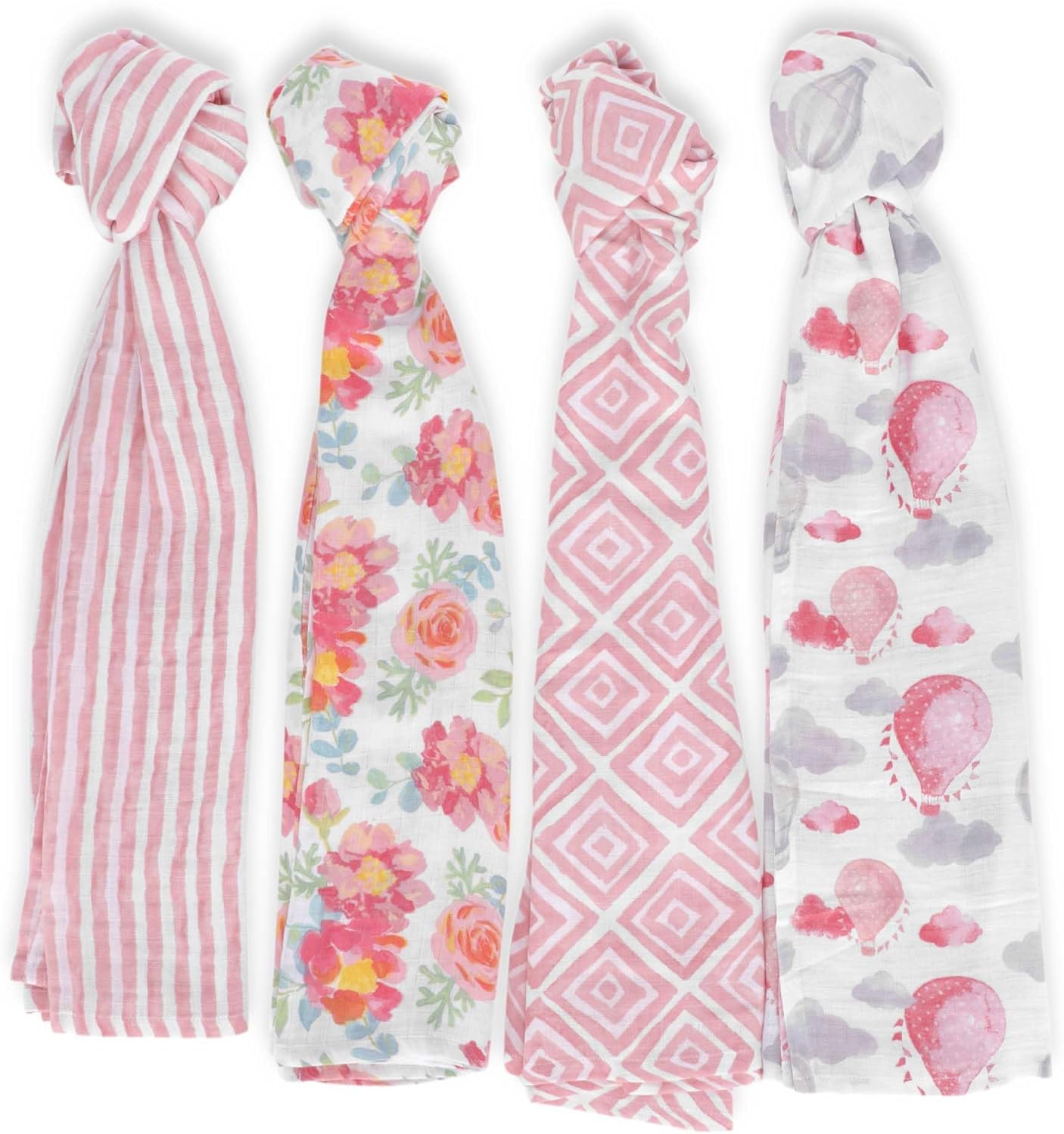 Featherhead™ 100% Cotton Muslin Swaddle Blankets for Baby Girl - Large 47”x 47” - Pre-Washed, Soft, & Breathable - Newborn Essential & Perfect Baby Registry Gift (4 Pack - Garden Floral) - Image 6