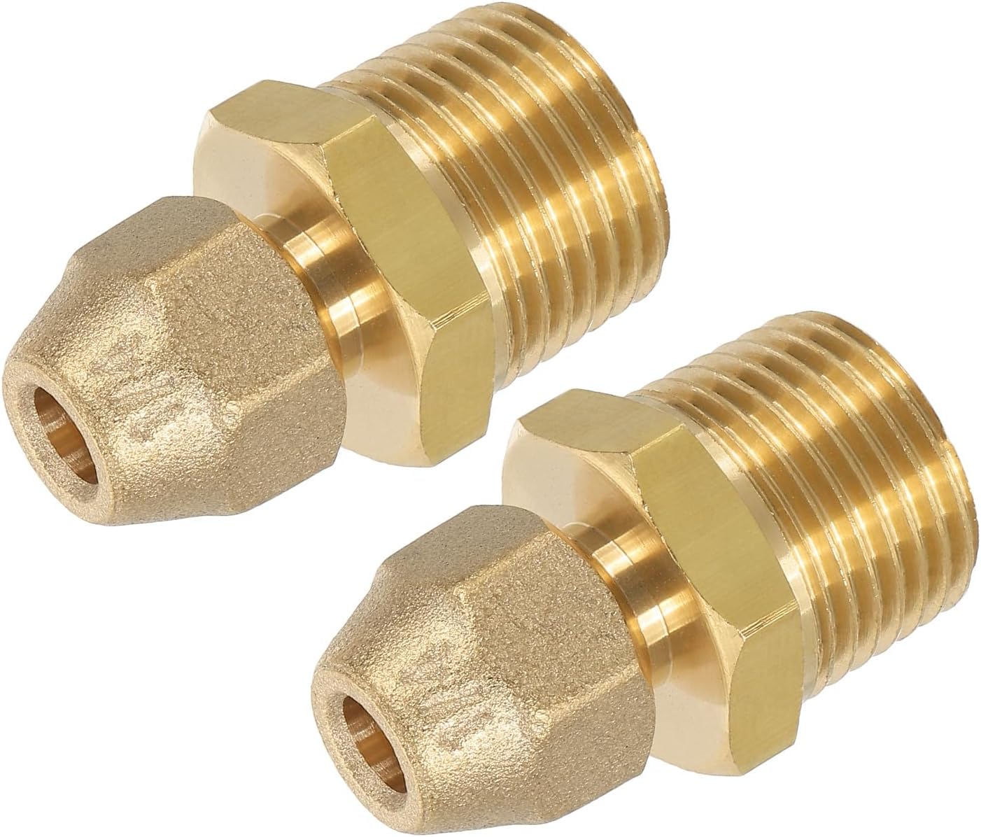 PATIKIL Brass Pipe Fitting, 2 Pcs 1/4SAE 45° Flare Male x 1/2NPT Male Thread Brass Tube Fitting Pipe Connector with Nut for Tubing Adapter Hose Air Conditioner Refrigeration Gas Adapter