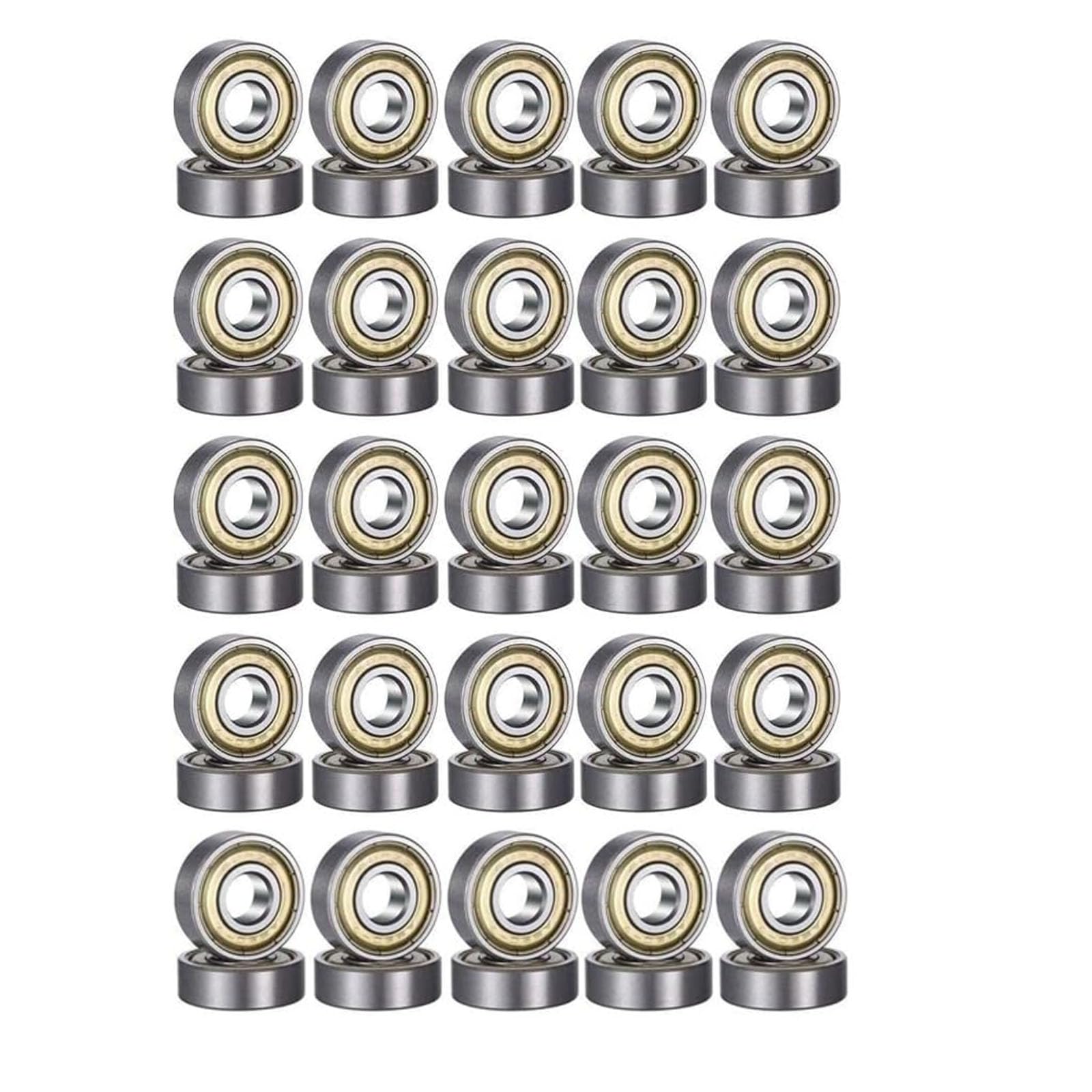 50 pezzi 608zz, cuscinetti a sfera in metallo, miniaturizzati a doppia protezione, per skateboard, roller, pattini inline, 8 mm x 22 mm x 7 mm