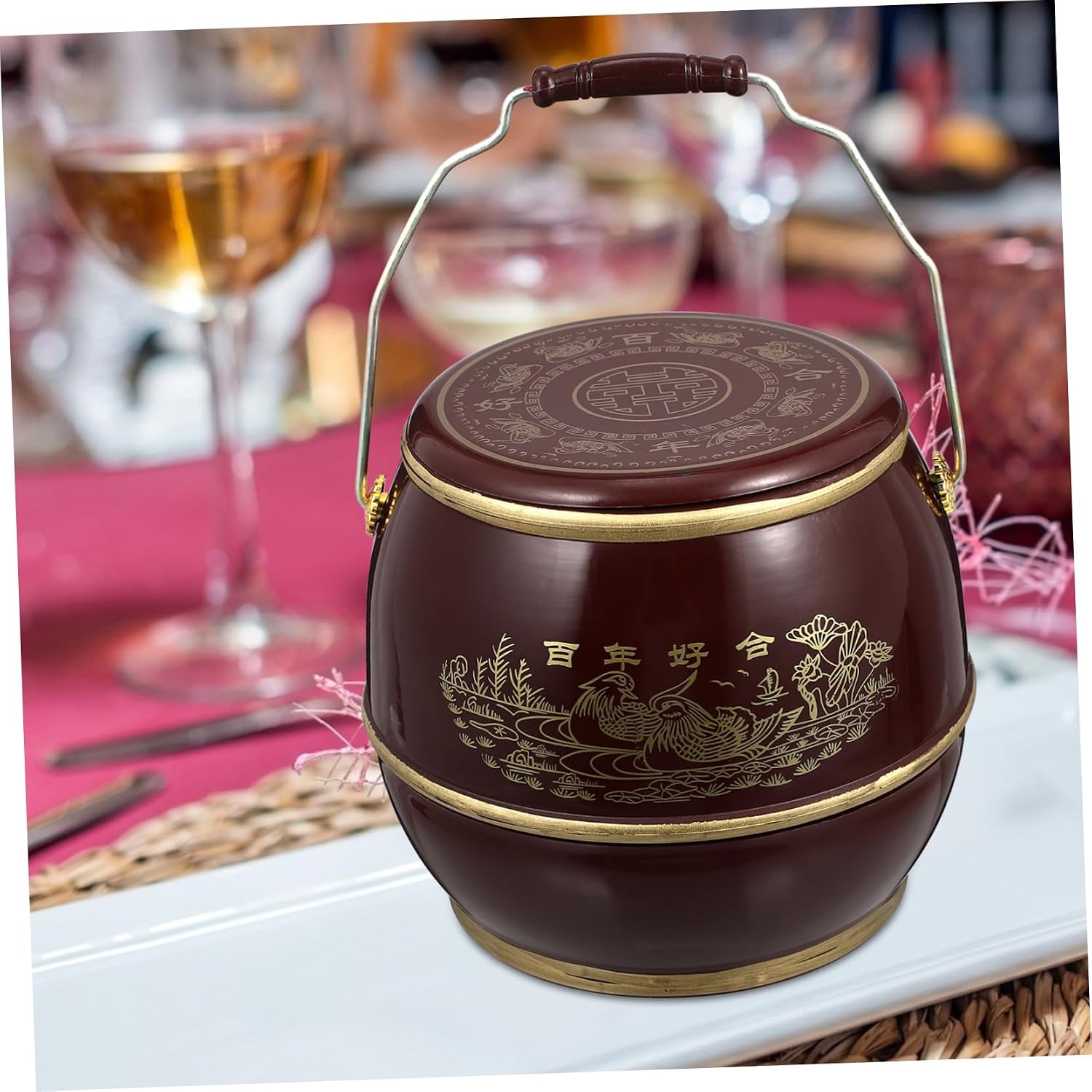 Traditional Chinese Wedding Ornament Plastic Bucket Storage for Eggs Snacks
