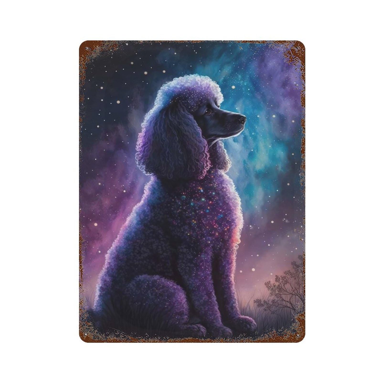 Poodle Style 2 Rust Effect Tin Sign 15.7"x11.8", Old School Wall Decor for Farmhouse, Kitchen And Entryway Decor