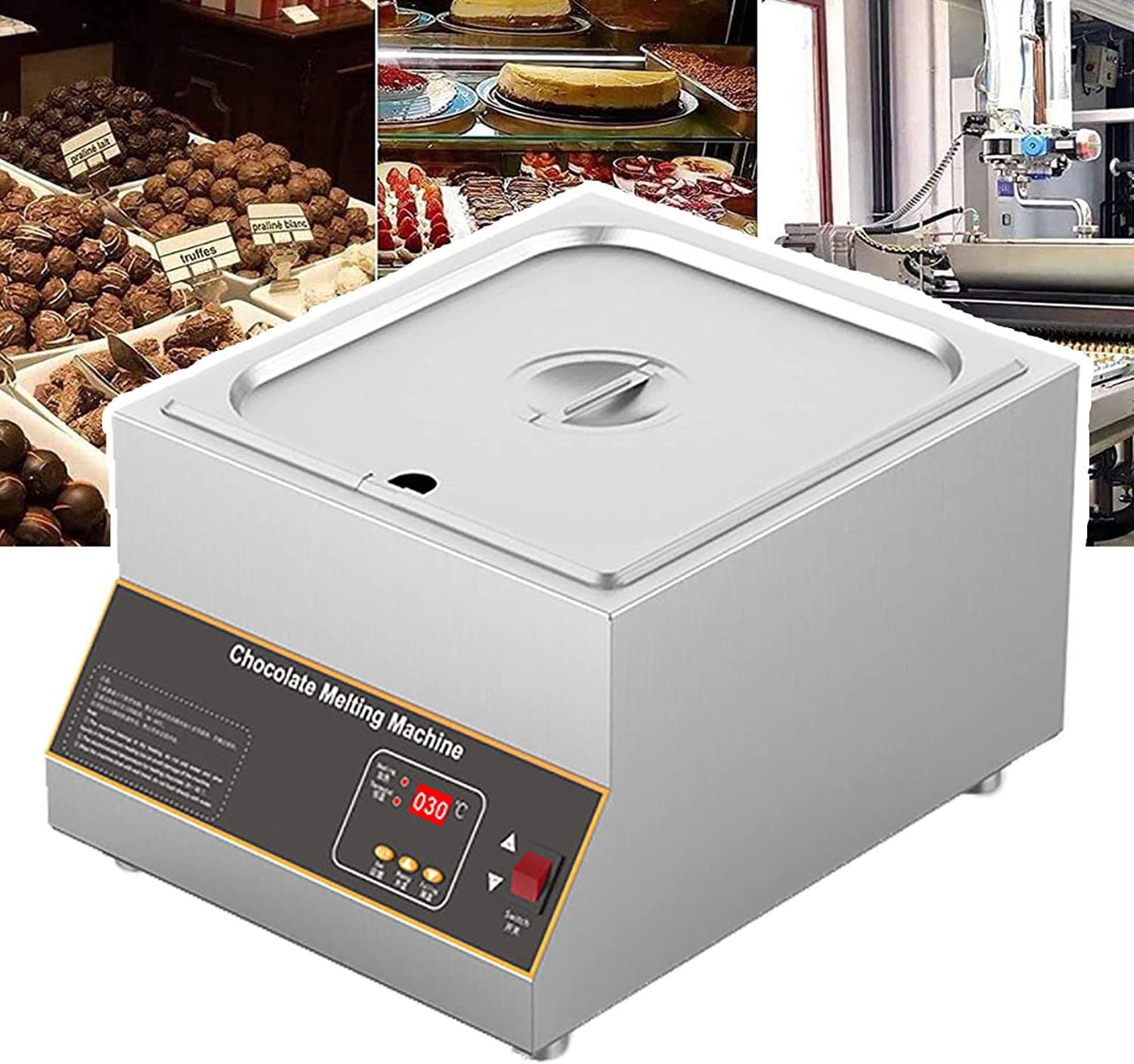 AYCDL 500w Air Heating Chocolate Melting Machine, 0-85℃/ 0-185℉ Adjustable, 12kg Capacity, for Chocolate Cheese Fondue Chocolate,2cylinder,1cylinder,1cylinder