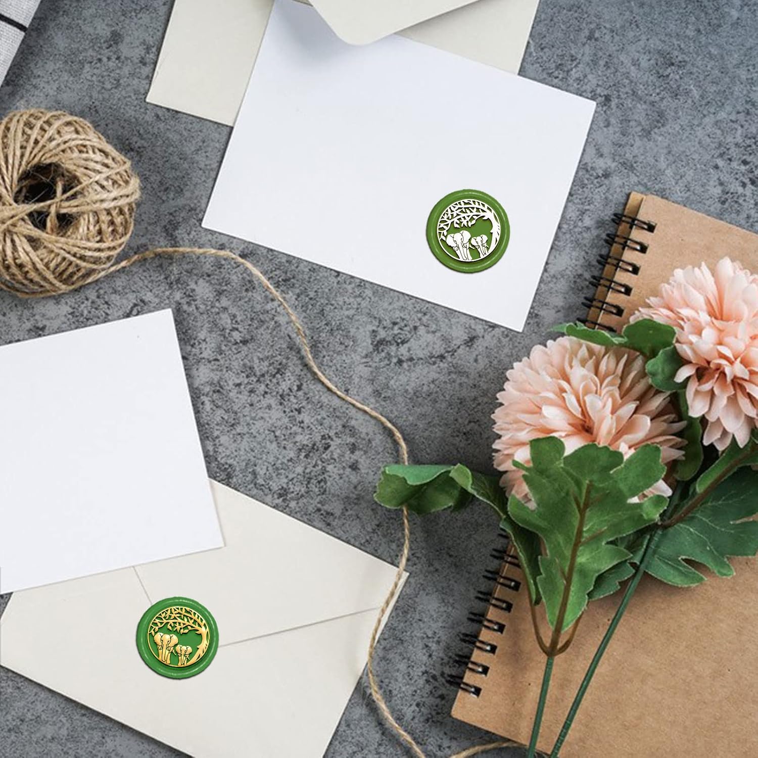 CRASPIRE Elephant Wax Seal Stamp Envelope Greeting Cards Decoration Tree Scrapbooking Sealing Stamp 30mm Clear Engraving Seal for Card Invitations Gift Wrap Scrapbooking Decoration