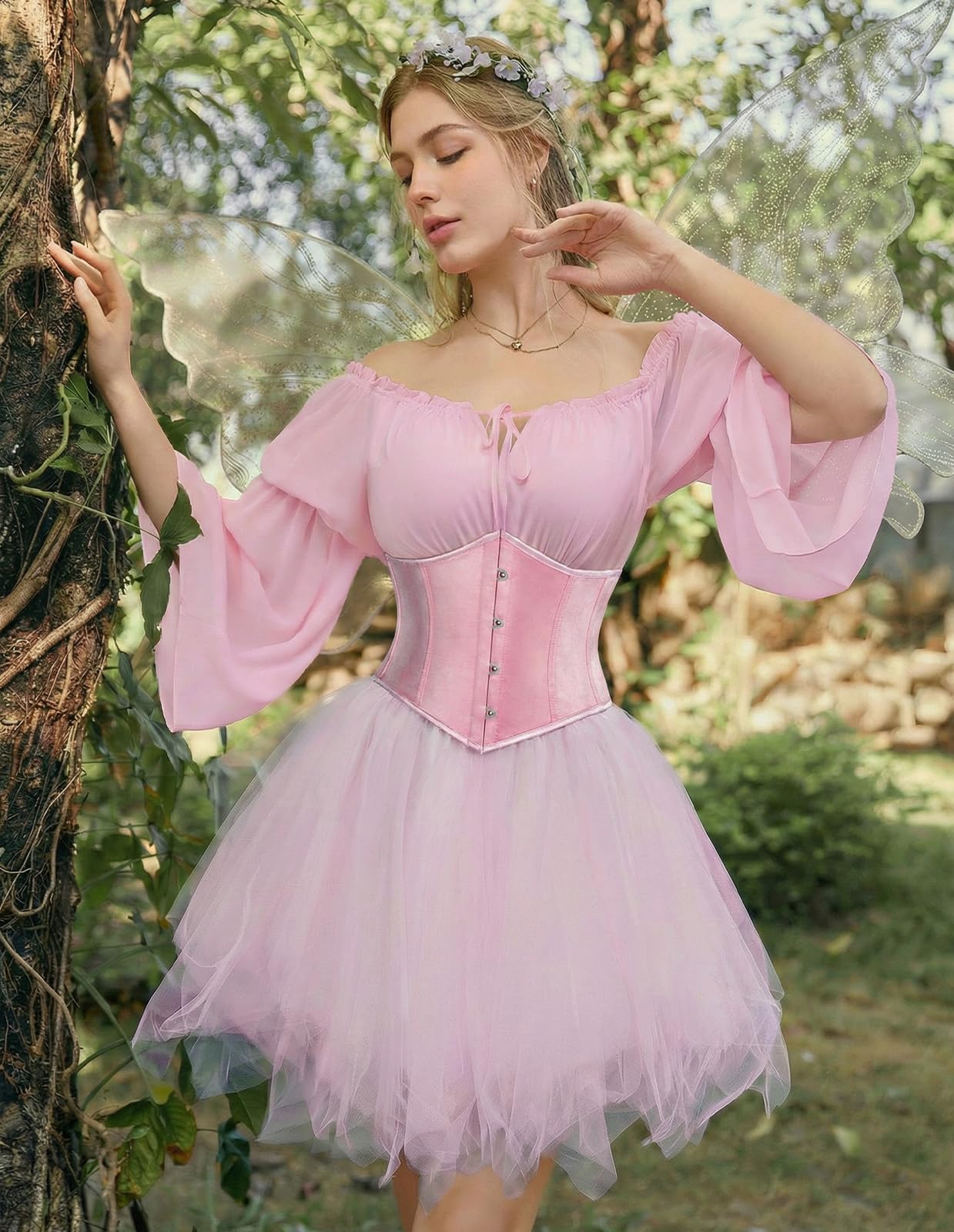 Scarlet Darkness Corset Belt for Women Fishbone Wide Waist Corset Pirate Belt: Pink 6
