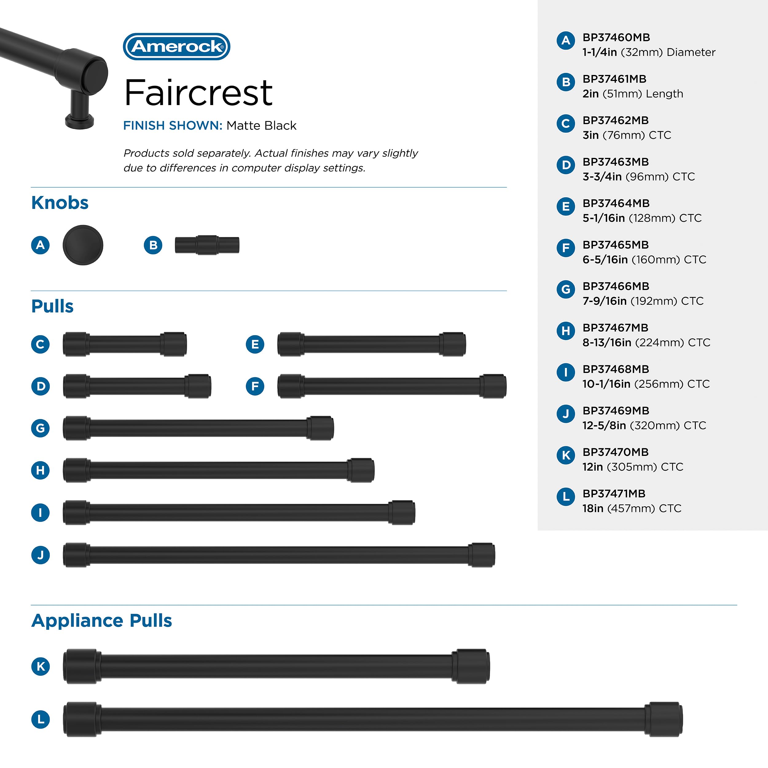 Amerock Faircrest 6-5/16 inch (160 mm) Center-to-Center Matte 
