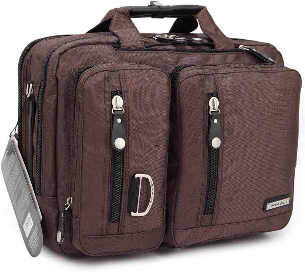 FreeBiz 15.6 Inch Multi-function Laptop Briefcase Backpack with Handle and Shoulder Strap Fits Up To 17 Inch Gaming Laptops Computer Notebook for Dell Hp Asus Msi Tosiba Apple (15.6 Inches, Brown)