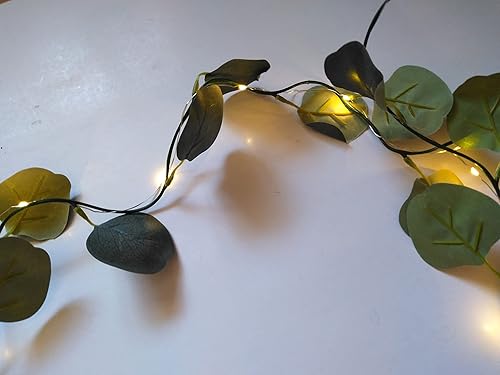 Miniatura 8 de 2pcs Green Eucalyptus Leaves Garland with LED Lights Great for Year Round Decor, Parties, Weddings