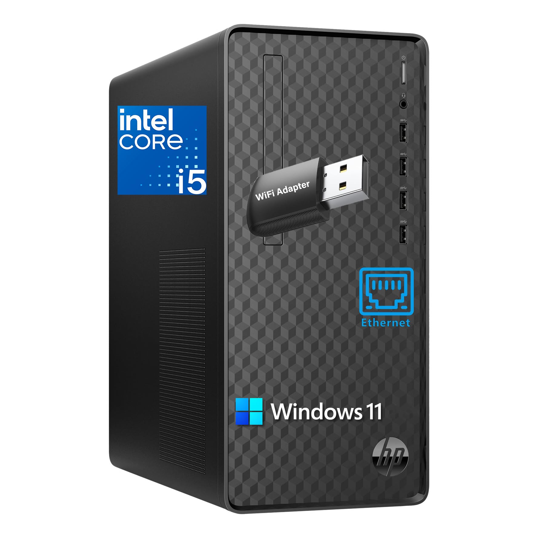 HP Pavilion Desktop Computer, Intel Core i5-10400, 16GB DDR4, 512GB SSD | Compact Design Desktop Computer for Business Daily use, Wired Keyboard & Mouse, Triple Display Supported, Windows 11 Home