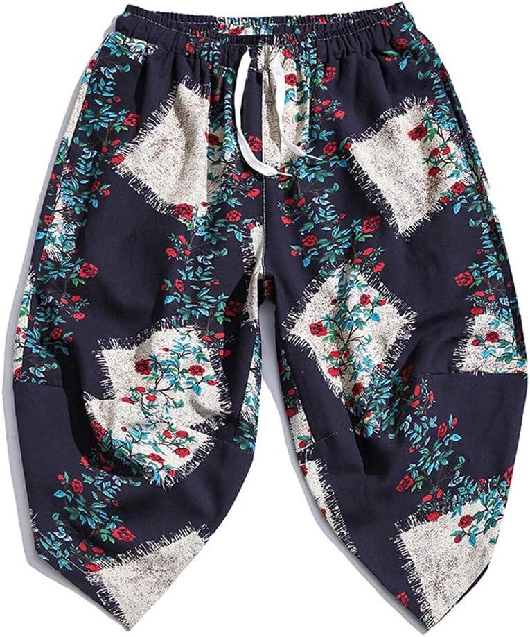 Pantalones para Hombre de Lino y algodón, Talla Grande, Estampados y