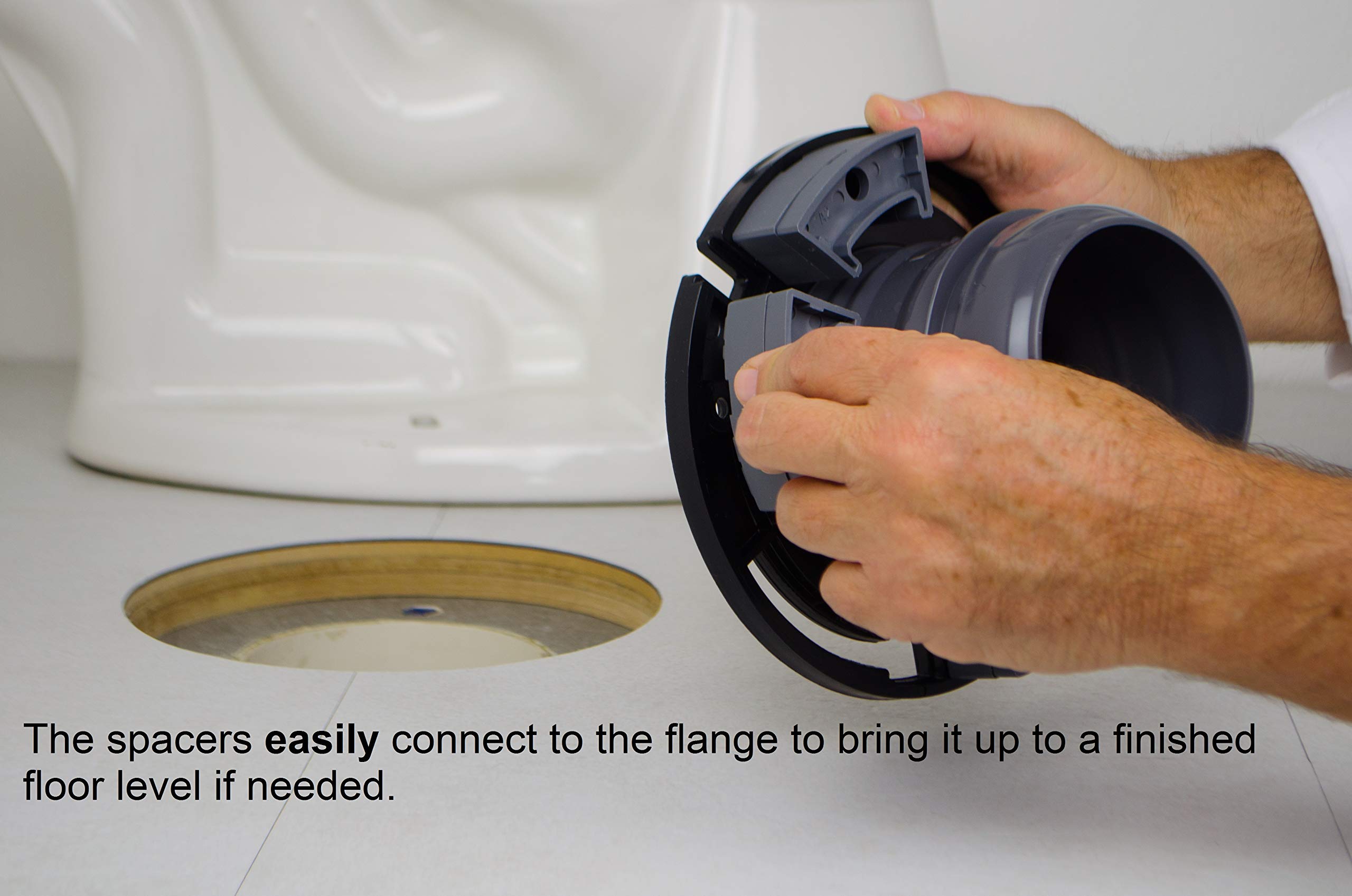 FlexOn Toilet Flange for 4" PVC, ABS, Cast Iron or Lead PipesIncludes