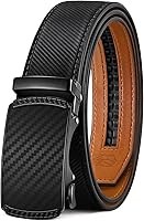 Zitahli Men's Leather Ratchet Belt: Adjustable Slide Buckle, Trim-to-Fit, Casual Dress Everyday, Ideal Gift for Men