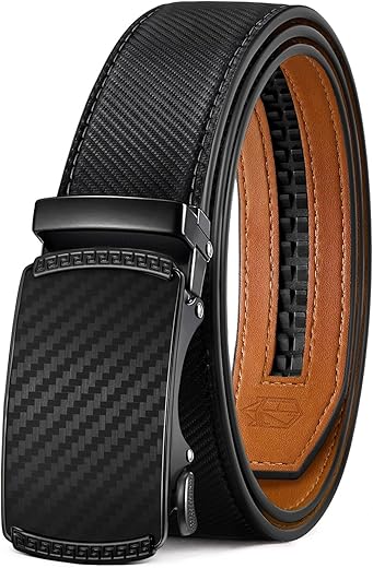 Zitahli Belt Men, Ratchet Belt Dress with 1 3/8" Premium Leather,Slide Belt with Easier Adjustable Automatic Buckle