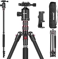 Neewer TP77 77" Aluminum Tripod Monopod: 360° Ball Head, 34lb Load, Phone Holder, Arca QR Plate - Lightweight Travel Tripod for DSLR & Smartphone