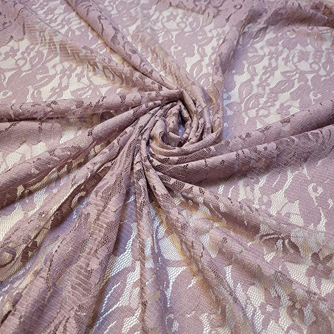 African Vintage Embroidery Bridal Nigerian French Embroidery Corded Budget Guipure Lace Mesh Net Fabric 54" Corded Budget Guipure Lace Mesh Net Fabric 54" (5 Meter, Mauve Budget Lace) โ image 1