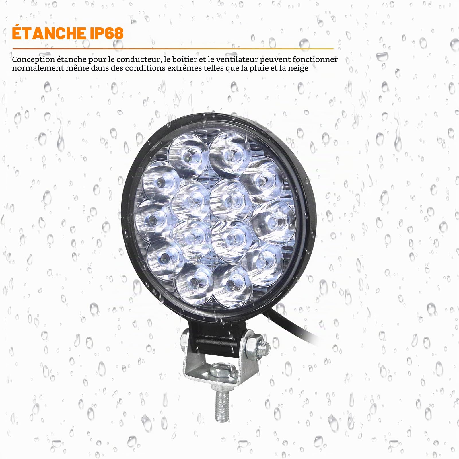 SKYWORLD 2 Pcs Rond Phare de Travail Led, 3.2 pouces 42W Mini