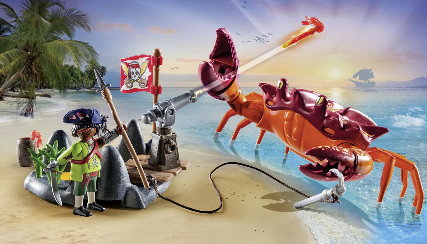 Playmobil 71532 Pirate et Crabe géant - Prenez Le Large et embarquez pour Une Chasse au trésor en mer - Set Comprenant Un Canon, Un Projectile de grappin et Un Sabre - Pirates - Dès 4 Ans - 3