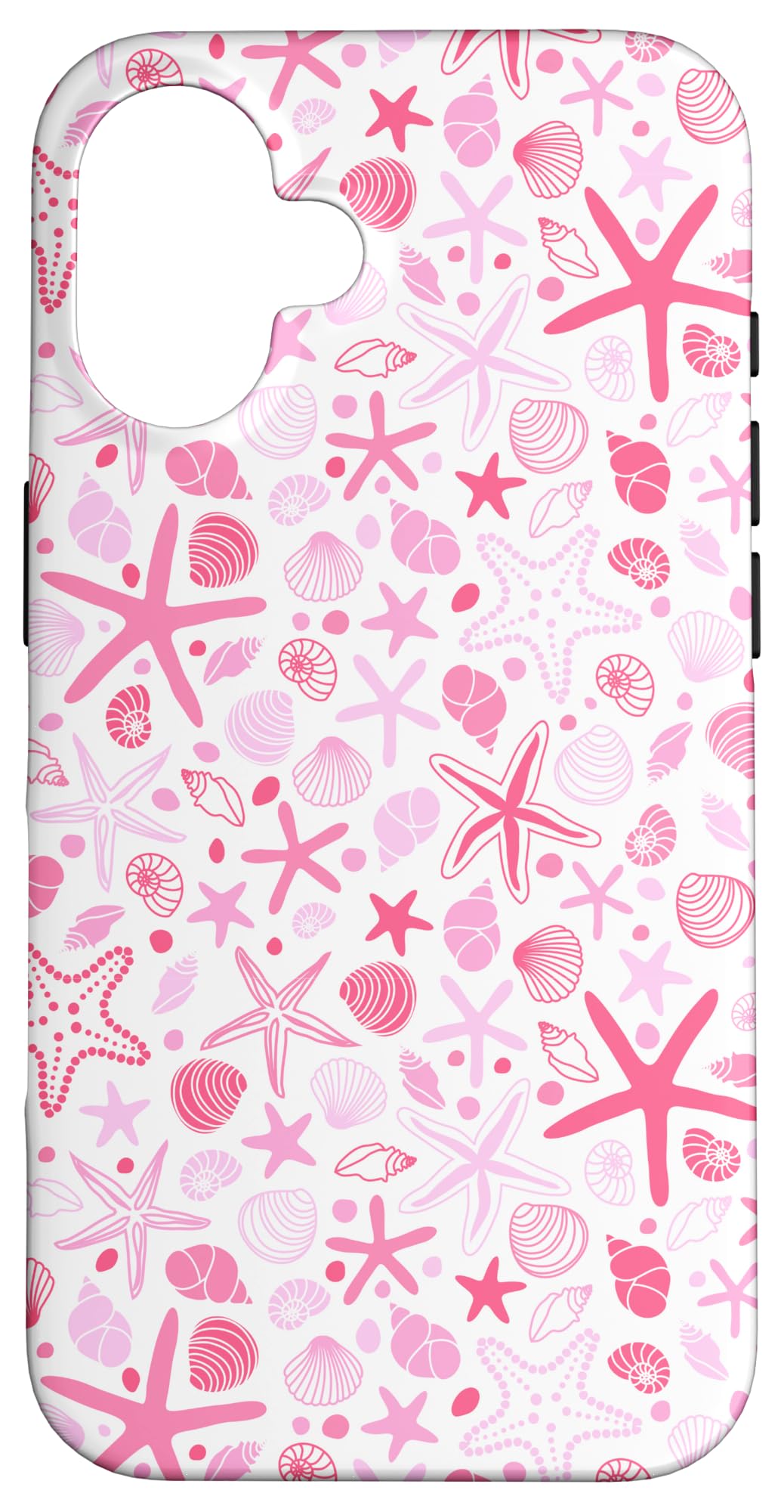Preppy Coastal Seashells, Starfish, Shells in Summer Pink Case for iPhone 16