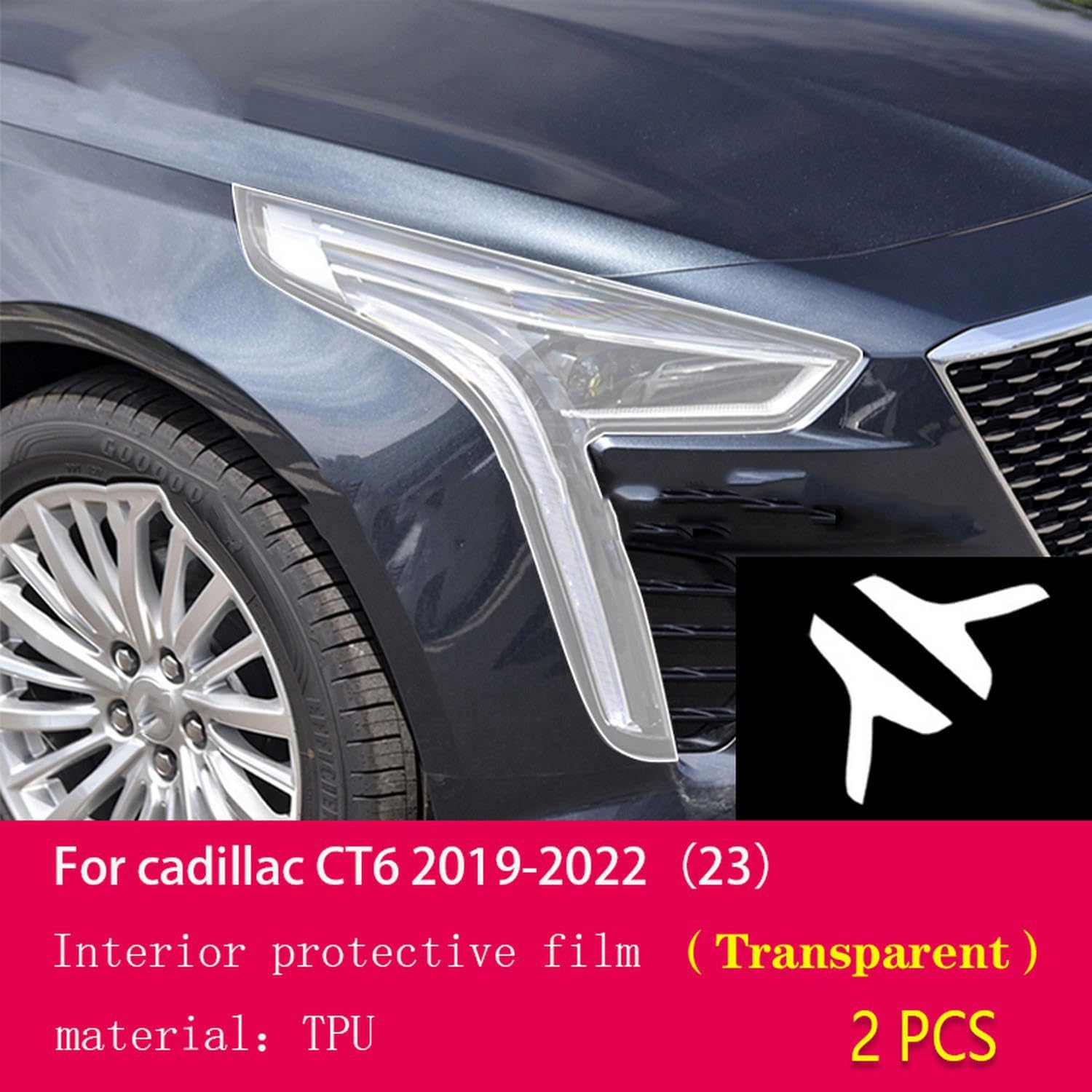 JCAKES Car Exterior Headlight Anti-Scratch TPU PPF Protective Film Anti-Scratch Repair Film Accessories refit，for Cadillac CT6 2019-2023