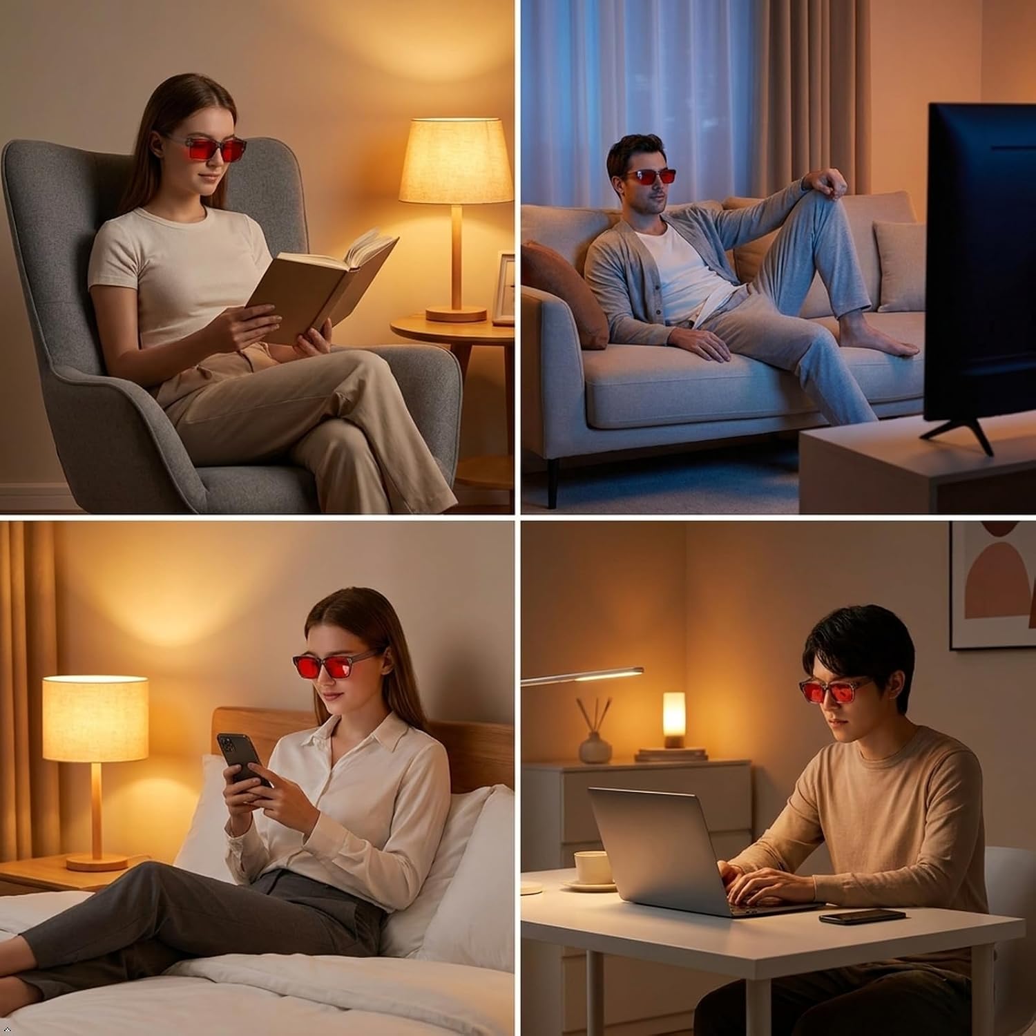 Eyekepper Red Lens Blue Light Blocking Glasses for Women Men, Black Frame | Computer Gaming, Night Sleep, Anti UV Ray Glare Eye Strain, Metalless Tinted Screen Blue Blockers, Screwless Spring Hinges