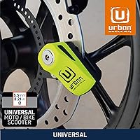 Vista 6 de URBAN UR955Y - Cerradura de disco para motocicleta, seguridad compacta y efectiva, más visible, más disuasorio, bloqueo de clic rápido, bloqueo