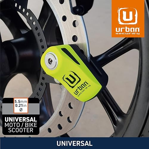 Miniatura 6 de URBAN UR955Y - Cerradura de disco para motocicleta, seguridad compacta y efectiva, más visible, más disuasorio, bloqueo de clic rápido, bloqueo de
