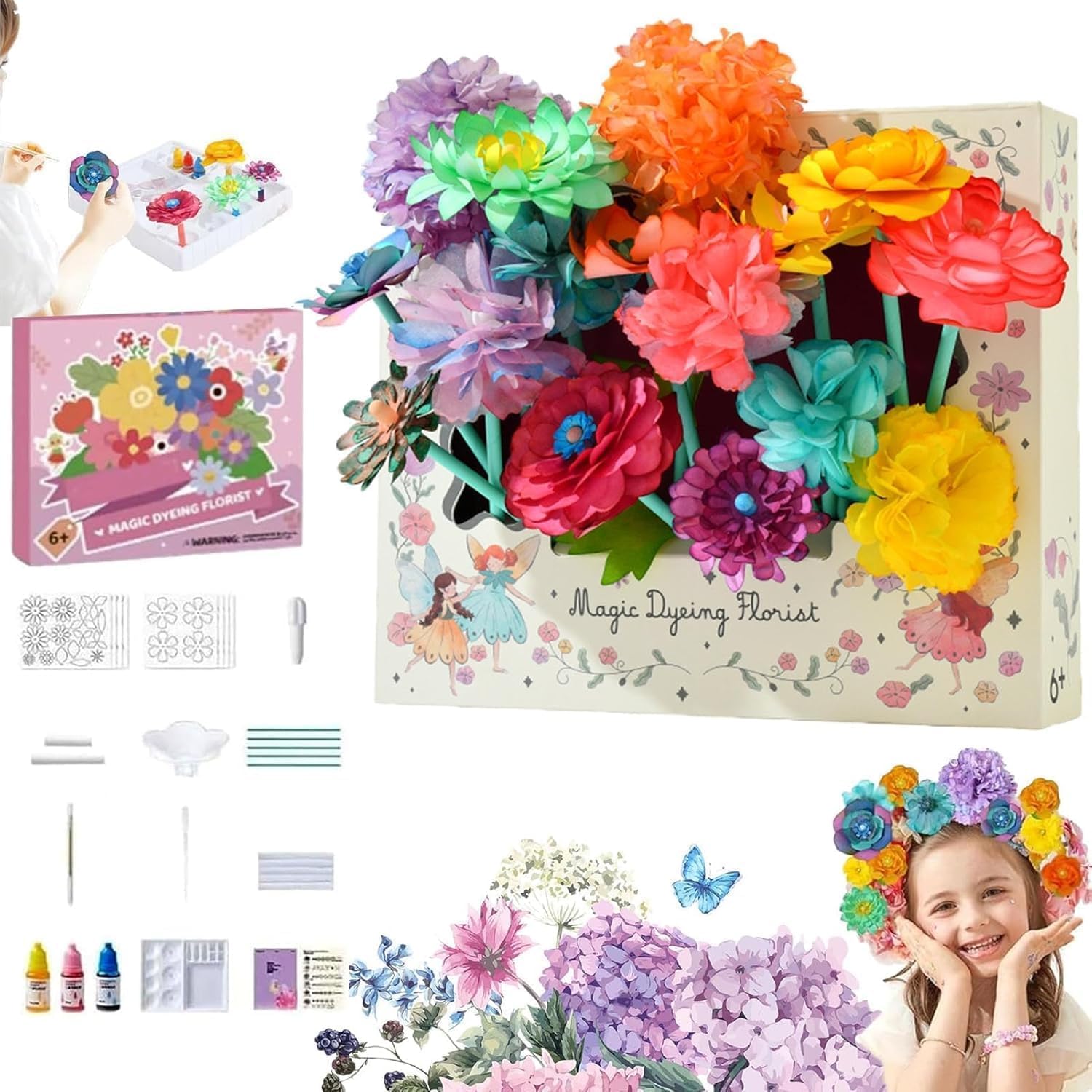 Bloom Joy Magic Petal Flower Kit, BloomJoy Magic Petal Flower Art Set, 3D Fantasy Art Magic Flowers, DIY Colorful Bouquet Toys, More Than Ten Kinds of Flowers, Free Color Matching (1 Set)