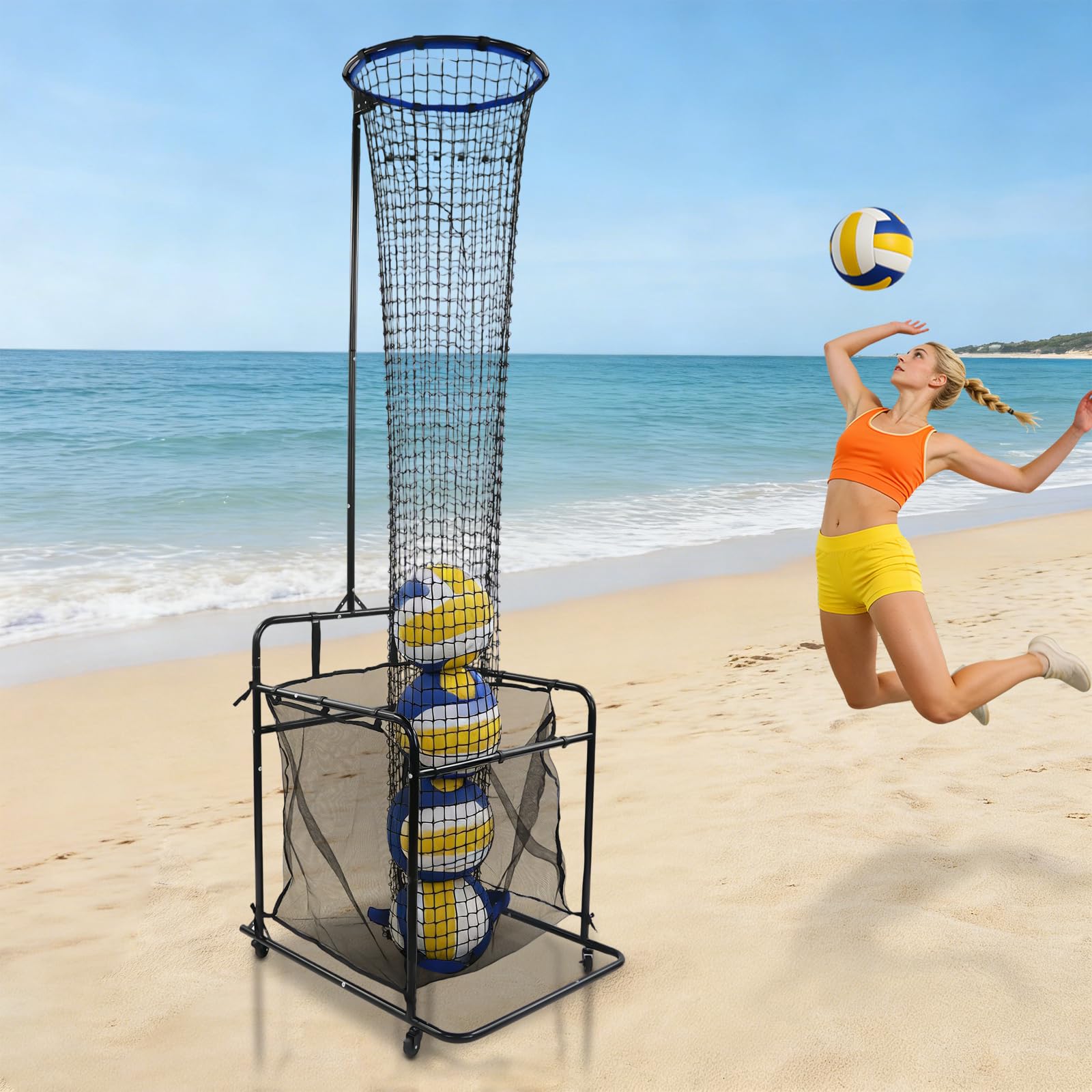Volleyball-Setter-Trainernetz, Trainingsgerät mit Höhen und Winkelverstellbar, Tragbar für Indoor und Outdoor