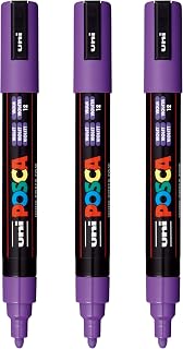 posca PC-5M Water-Based Paint Markers, Reversible Medium Tip (1.8-2.5mm), Violet, 3 Count