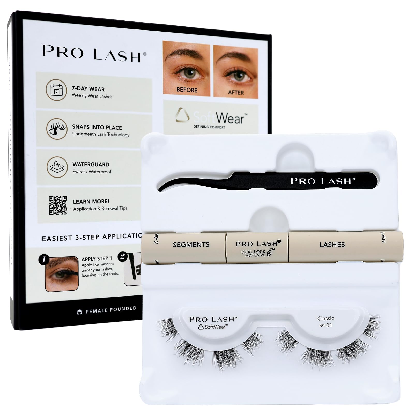 Pro Lash SoftWear Mini Lash Clusters Kit - Seamless, Lightweight Lashes - 7-Day Cluster Eyelash Extensions - False Eyelashes Plus Adhesive and