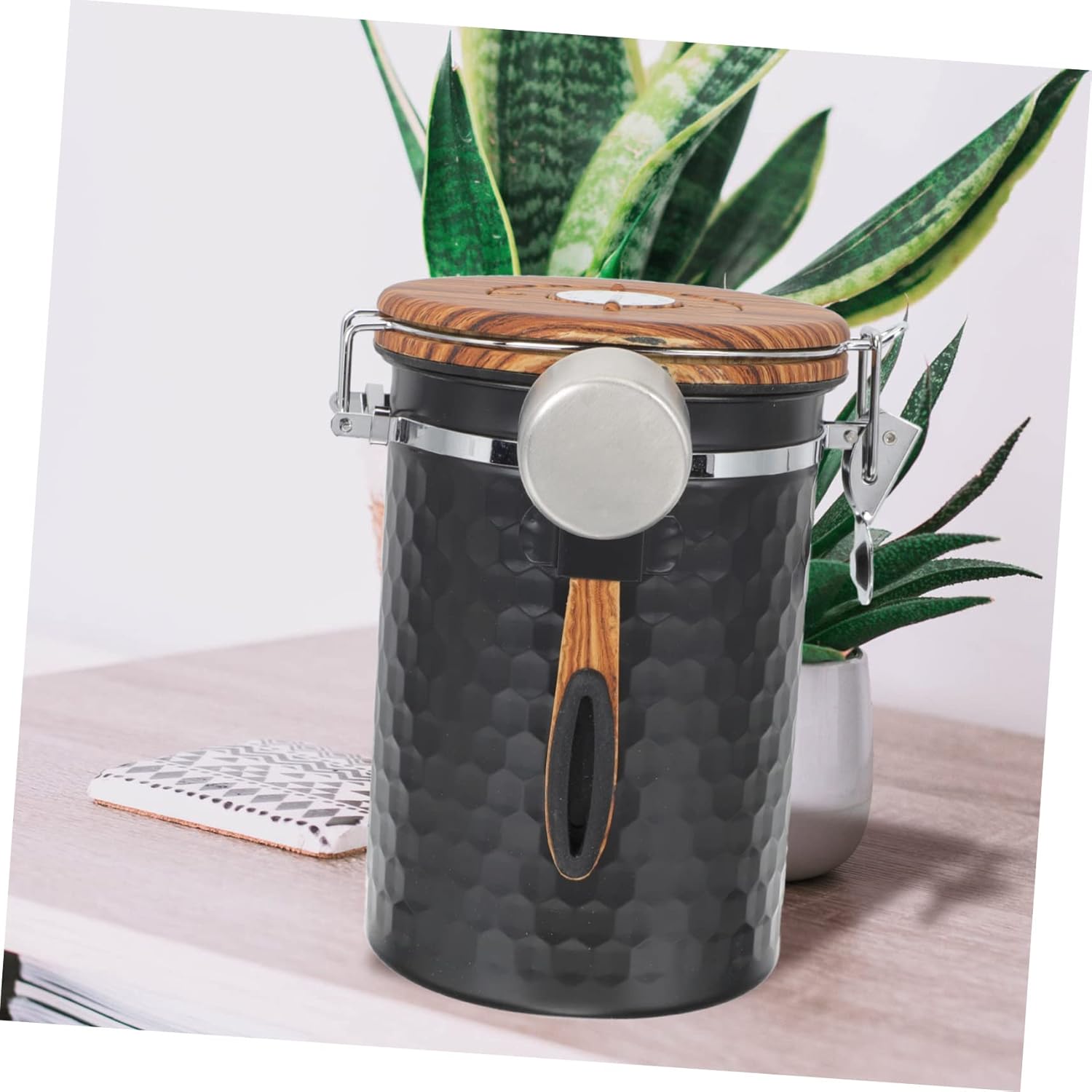 IMIKEYA Sealed Stainless Steel Coffee Storage Canister with One-way Valve Capacity Airtight Design for Freshness Multi-functional Food Holder for Coffee Beans Tea and Snacks