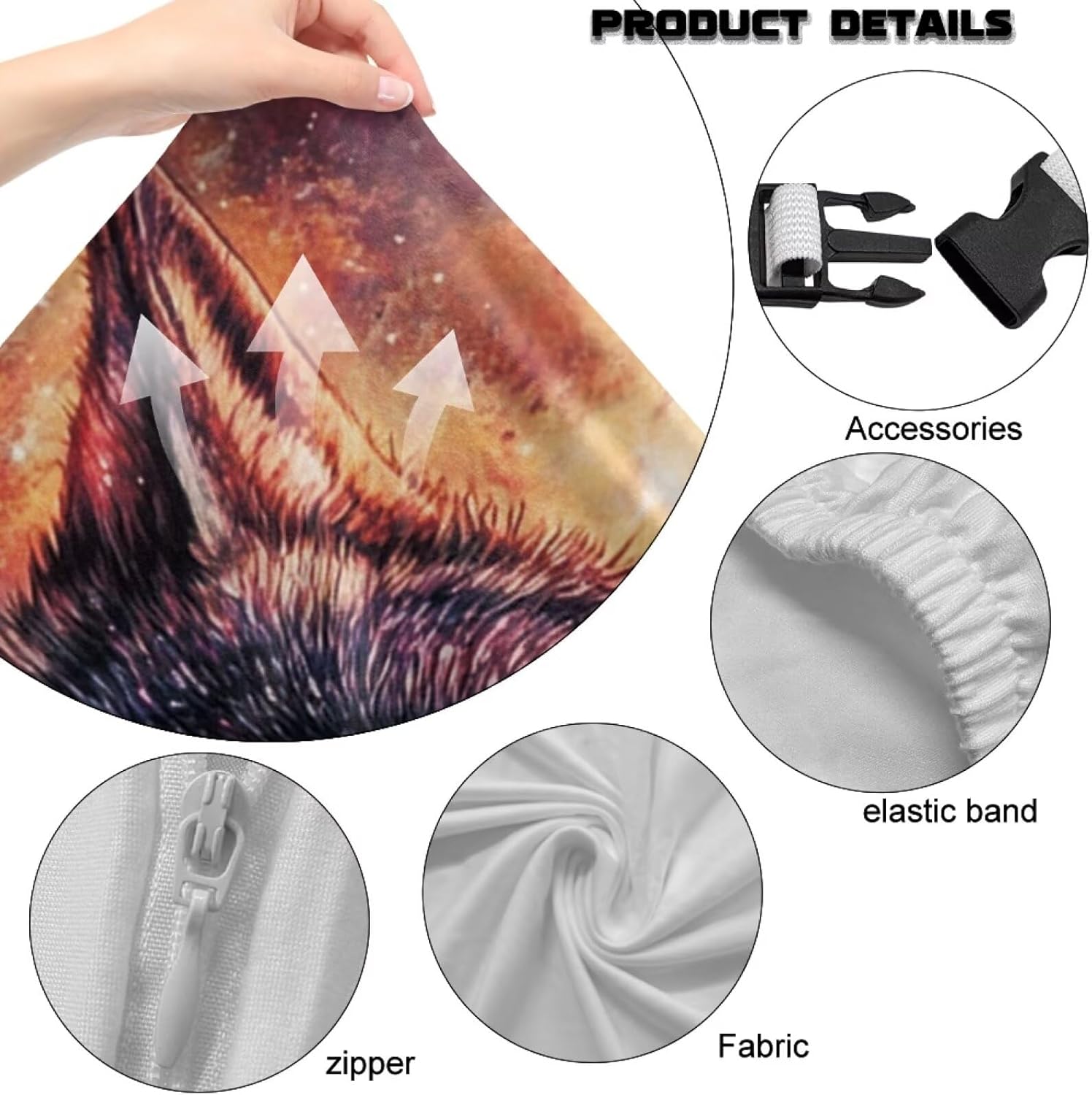 Wolf Graphic Gaming Chair Covers Slipcovers Stretchable Elastic Gaming Chair Seat Cover with Armrest Covers Washable Cat Scratch Proof Cover