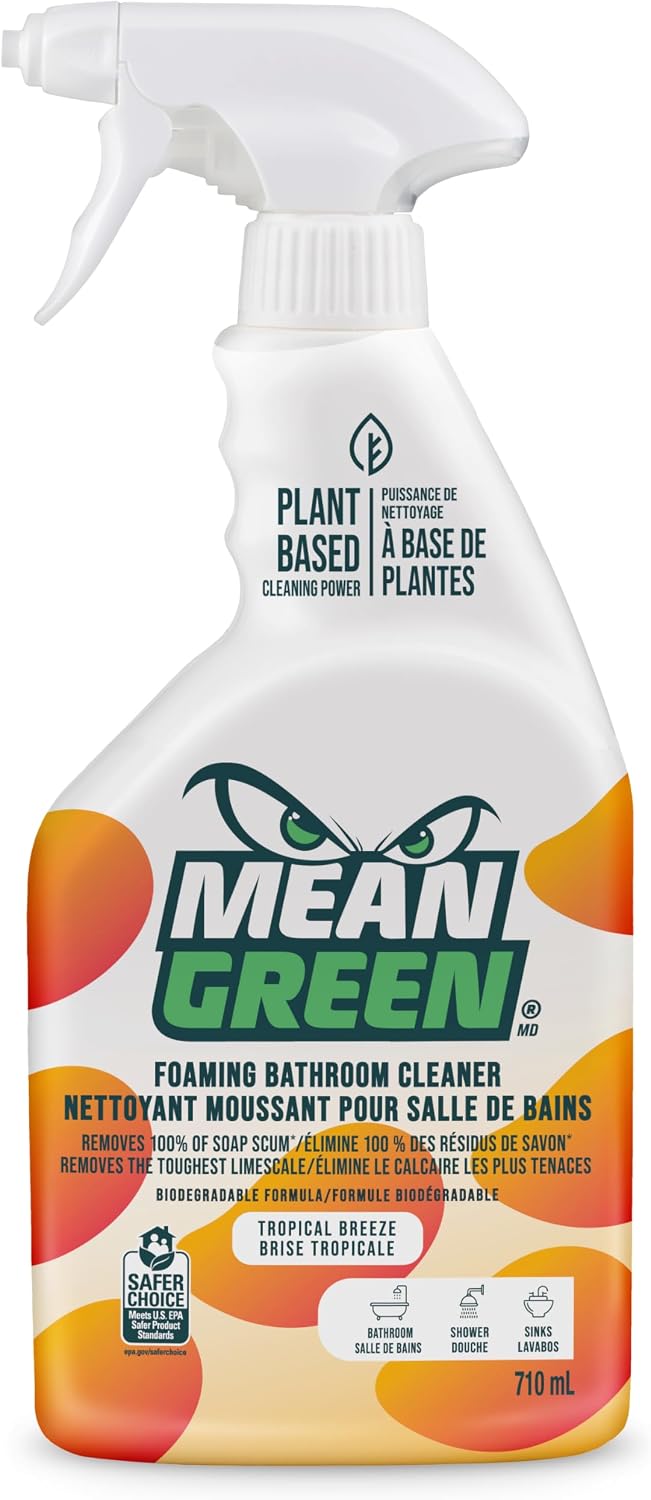 Mean Green Foaming Bathroom Cleaner, Tropical Breeze Scent, Removes Soap Scum and Limescale, 710mL