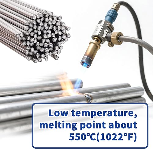 Miniatura 4 de 60 varillas de soldadura de aluminio de baja temperatura, palos de soldadura de bajo punto de fusión de 116 x 13 pulgadas, 572F-752F, reparación