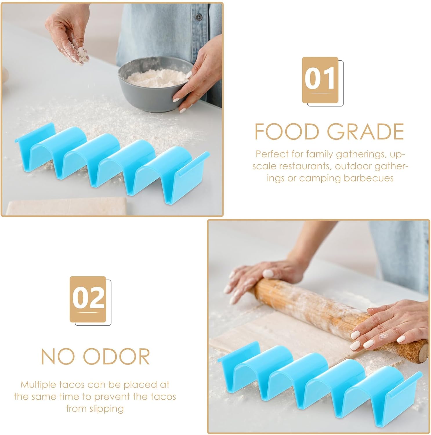 4Pcs Plastic Taco Holders Stand for Pancakes and Rolls Blue