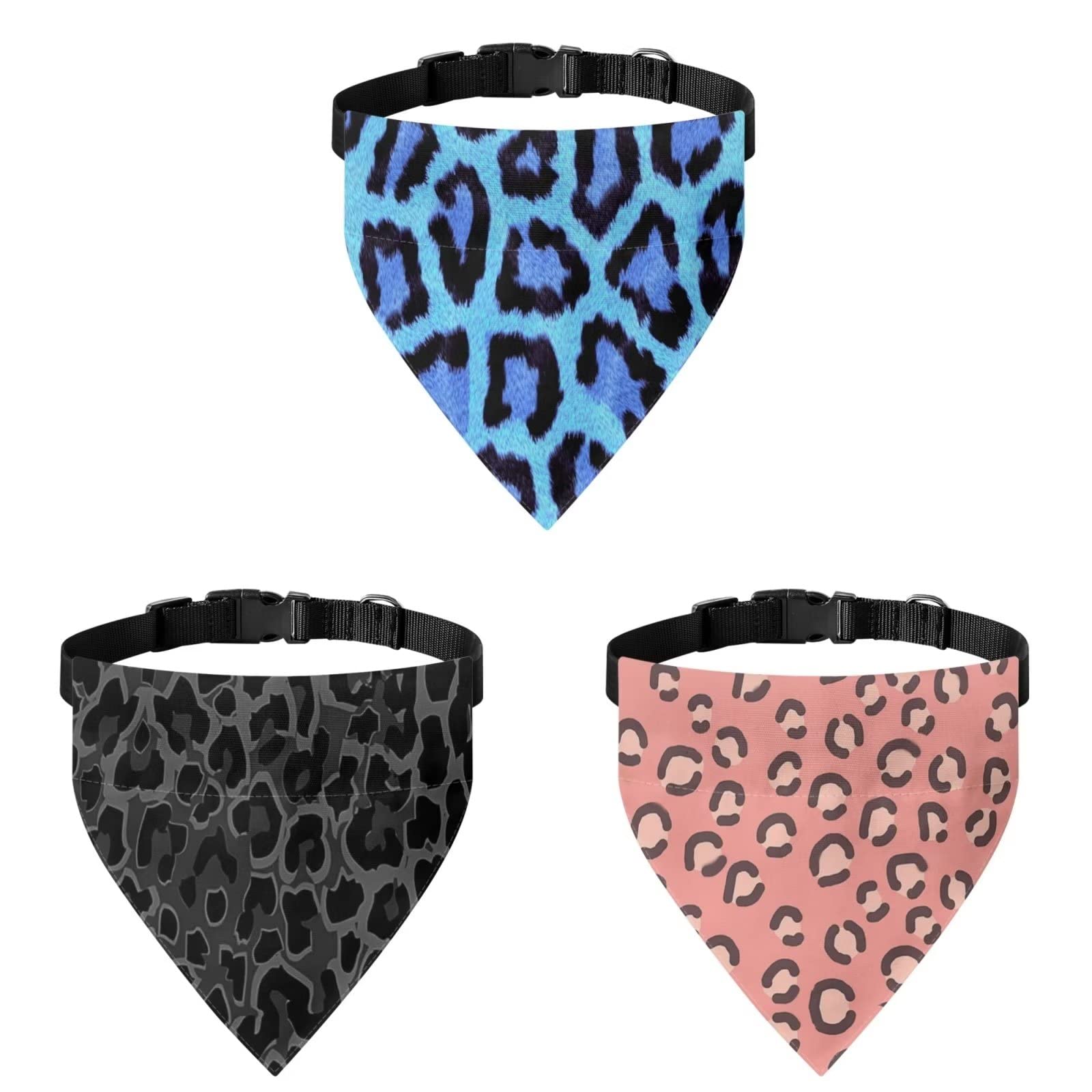COEQINE Fashioin Leopard Scarf Set for Small Dogs Cute Dogs Scarves With Adjustable Hook Non Slip for Summer Walking Sport