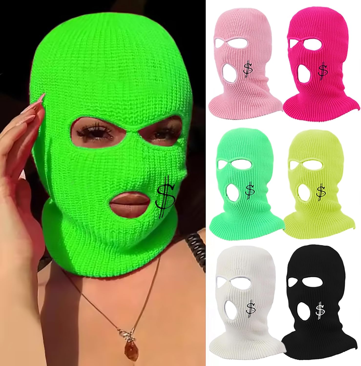 Ski Mask 3 Hole Warm Knit Balaclava Winter Full Face Mask Cover Men Women Embroidery Balaclava for Outdoor Sports - Image 5