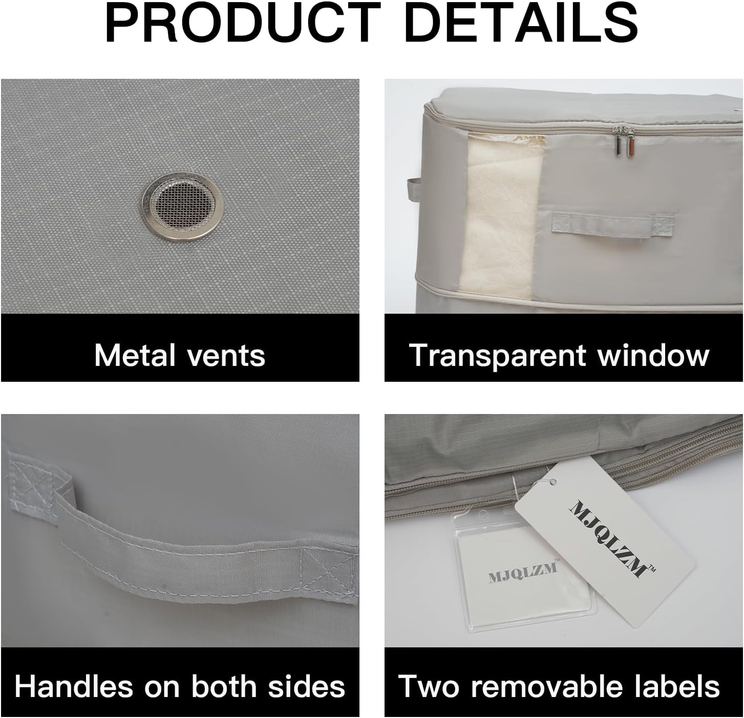 Four Oxford Cloth Comforter Storage Bags - Space-Saving, Large-Capacity, Washable, Suitable for Storing Blankets and Bedding, Gray