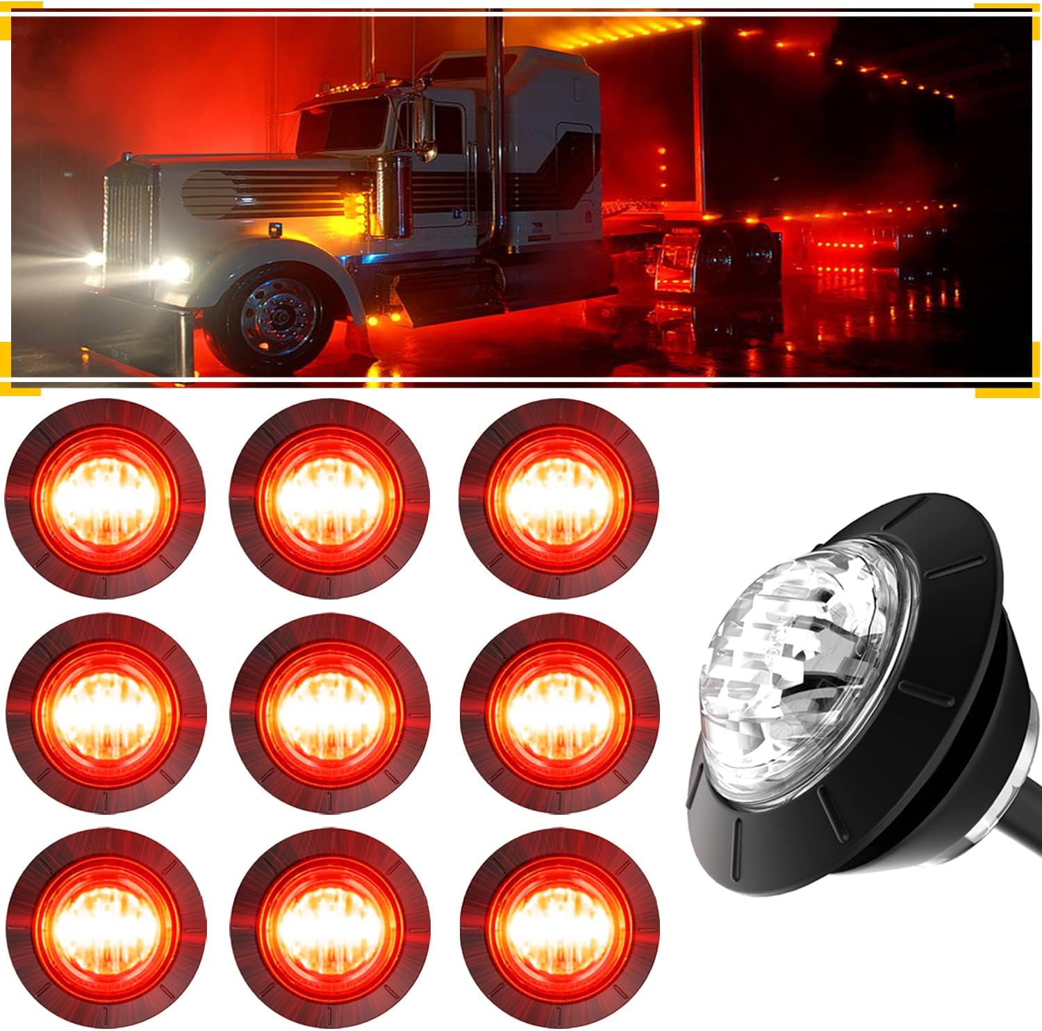 2.5" Round 10 LED Clearance Light [2 In 1 Reflector] [Polycarbonate - Foto 9