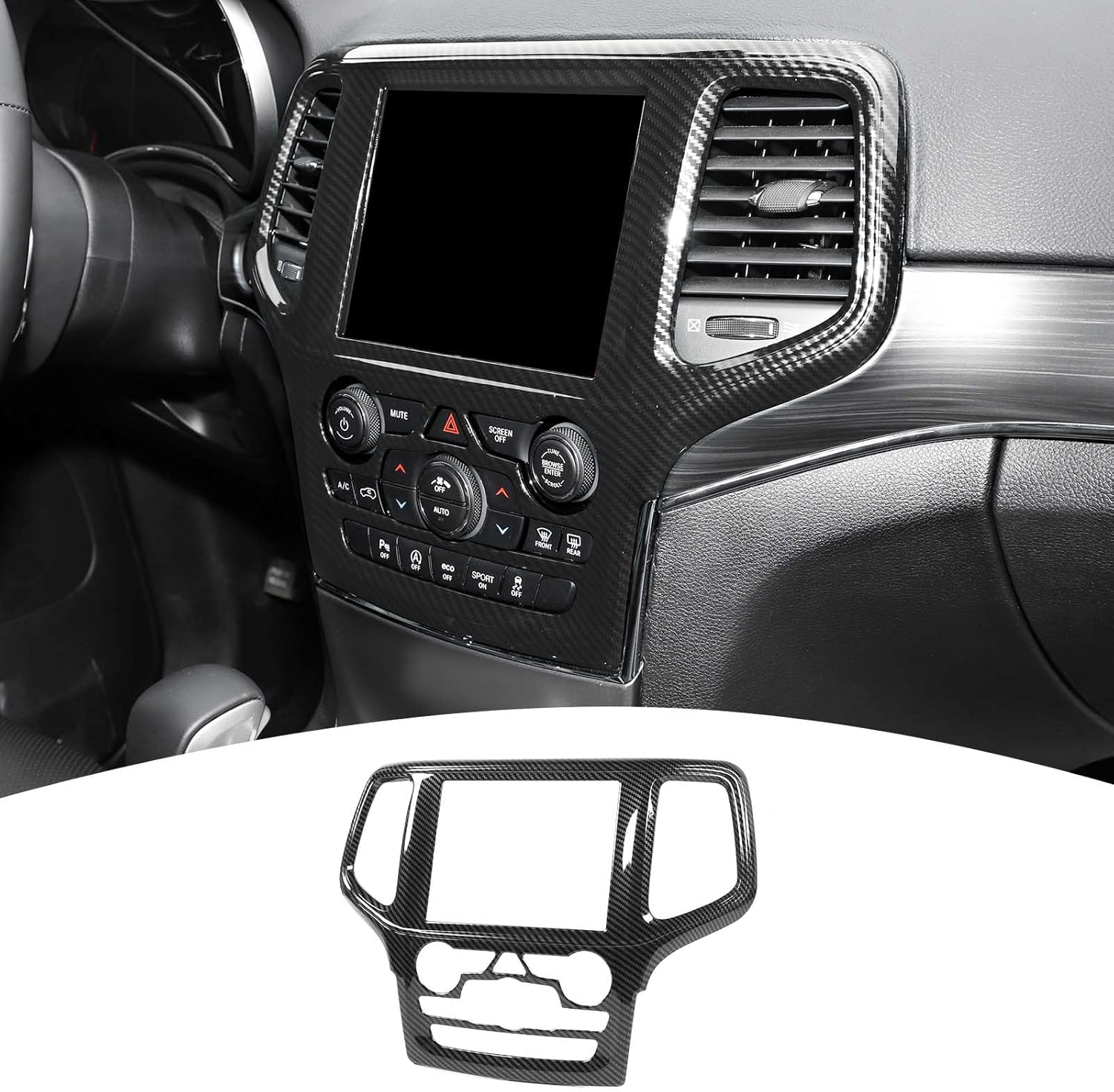 for Grand Cherokee Carbon Fiber Interior Trim Accessories Compatible with 2019 2020 Jeep Grand Cherokee Navigation Panel Trim Cover Carbon Fiber
