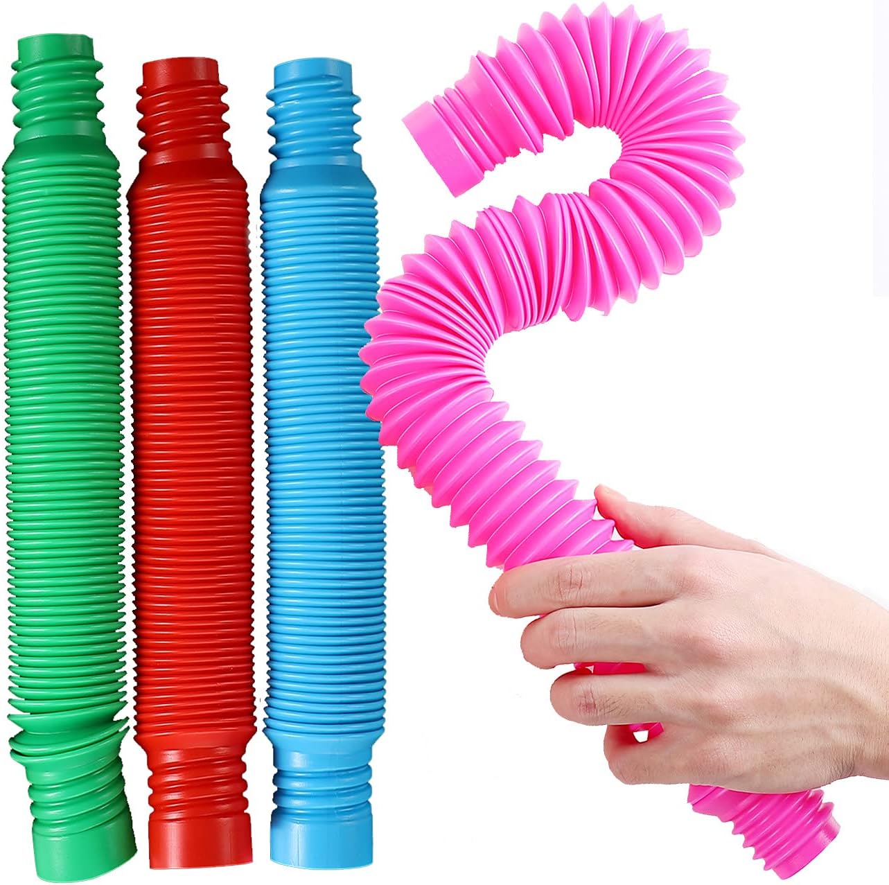AUFIKR Fidget Pop Tube Toys for Kids and Adults,Pop Multi-Color Tubes Sensory Toy - 4 Pack