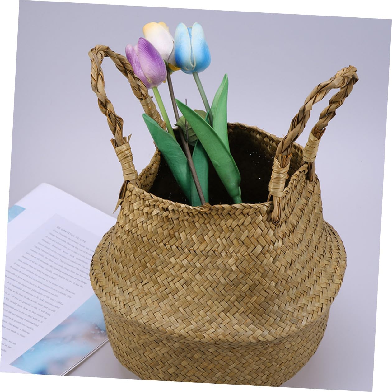 Woven Flowerpot Basket Xmas Lightweight Foldable Rattan Home Storage Basket image 5