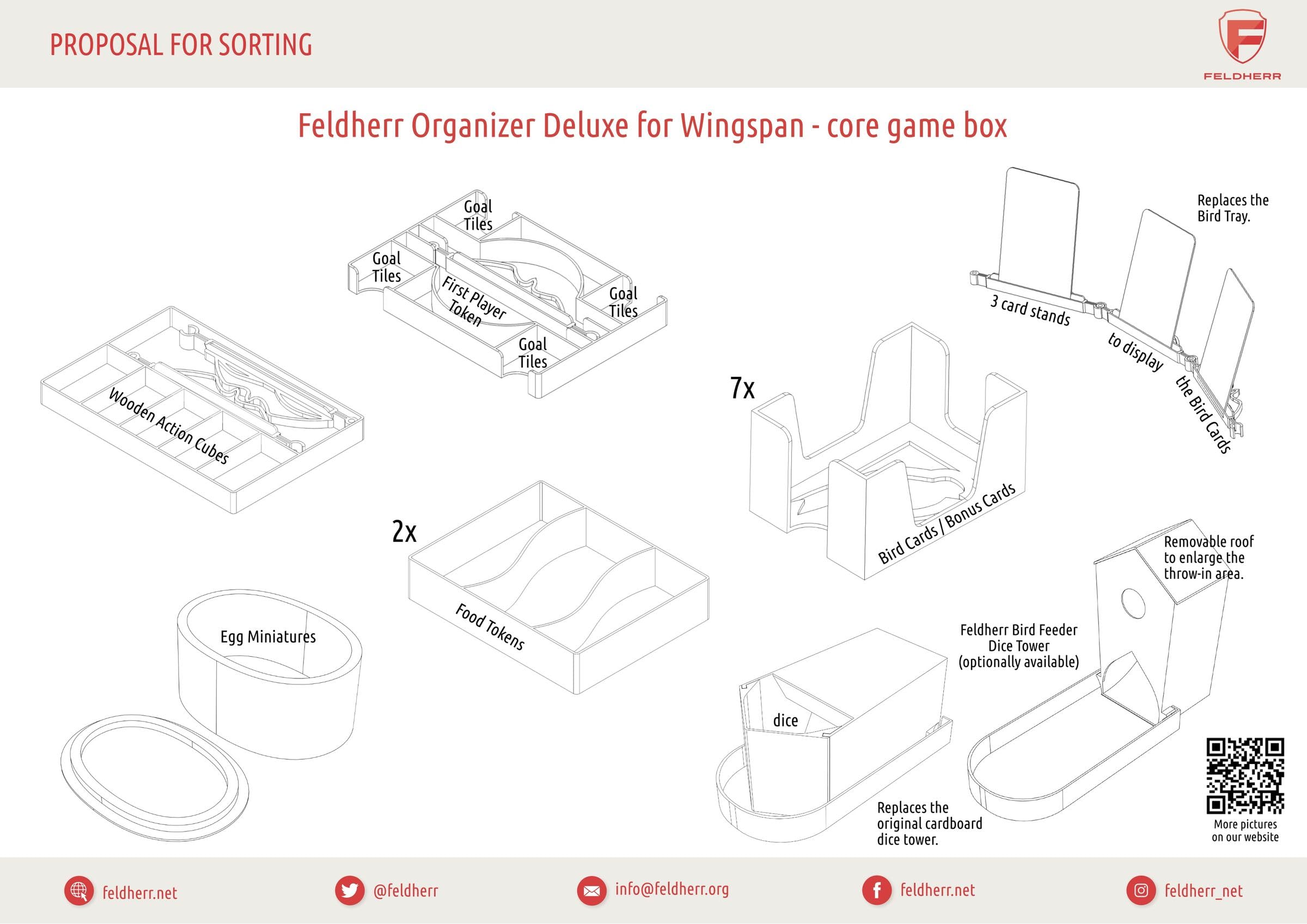 Feldherr Organizer Compatibile con Wingspan Asia (con Manicotto) - Scatola del Gioco da Tavolo