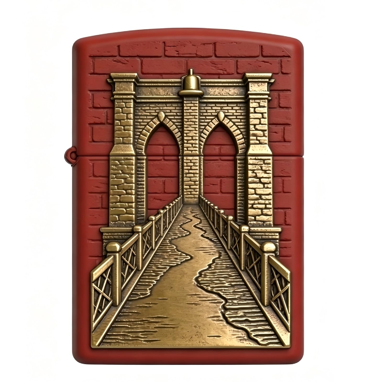 Castle Bridge 3D Carved Flip Top Kerosene Lighter Reusable Flip Top Wheel Grinding Flint Trench Lighter for Daily Use (D)