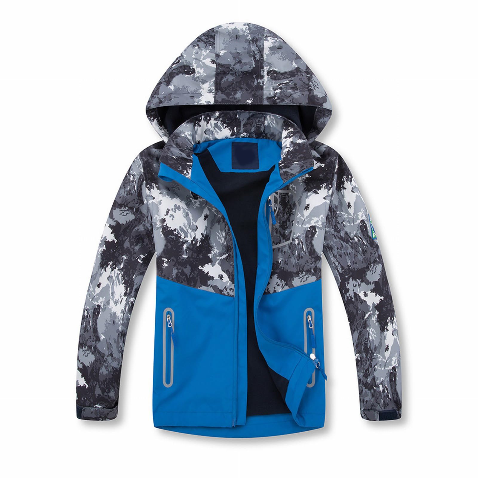 Giacca a vento leggera per bambini, foderata in pile, calda con cappuccio, antivento, per la scuola, per l'autunno e l'inverno, escursioni