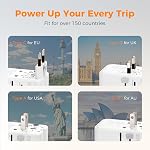 TESSAN Adaptateur universel de voyage PD 20W, Ultra Adaptateur de prise international Slim, Adapteur de puissance mondial avec 3 USB (2 USB C), Essentiels de voyage pour le Canada en Europe UK Australie France Allemagne, Gray