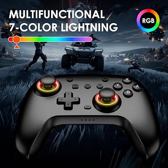 JORREP Switch Controllers 2 Pack, RGB Switch 2 Controller for Nintendo Switch/Switch 2/Lite/OLED, Wireless Switch 2 Pro Controller with Wake up/6-Axis Gyro/Dual Vibration/Turbo/Screenshot (Black)