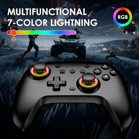 JORREP Switch Controllers 2 Pack, RGB Switch 2 Controller for Nintendo Switch/Switch 2/Lite/OLED, Wireless Switch 2 Pro Controller with Wake up/6-Axis Gyro/Dual Vibration/Turbo/Screenshot (Black)